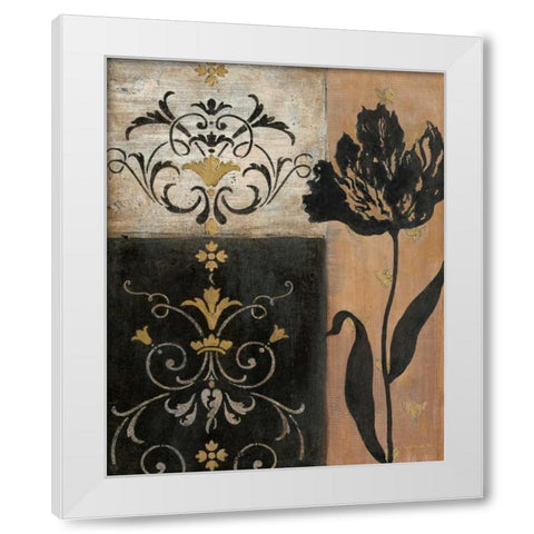 Tulip Silhouette White Modern Wood Framed Art Print by Tava Studios