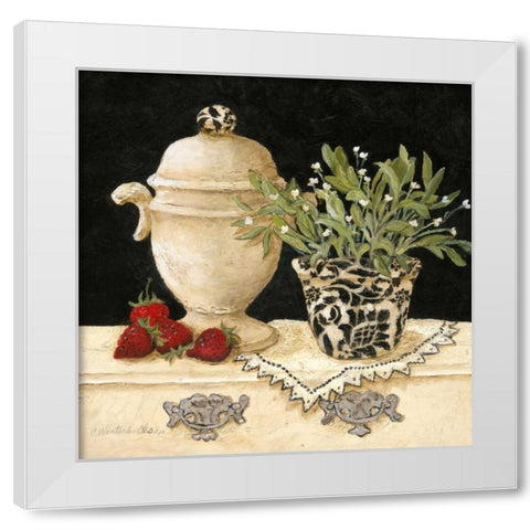 Strawberry Still Life White Modern Wood Framed Art Print by Olson, Charlene