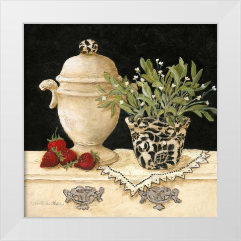 Strawberry Still Life White Modern Wood Framed Art Print by Olson, Charlene