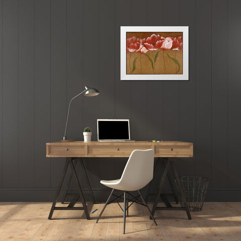 Flower Dance I White Modern Wood Framed Art Print by Tava Studios
