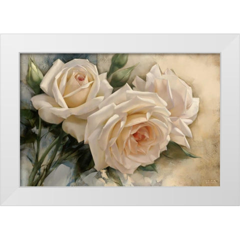 La Roseraie I White Modern Wood Framed Art Print by Levashov, Igor