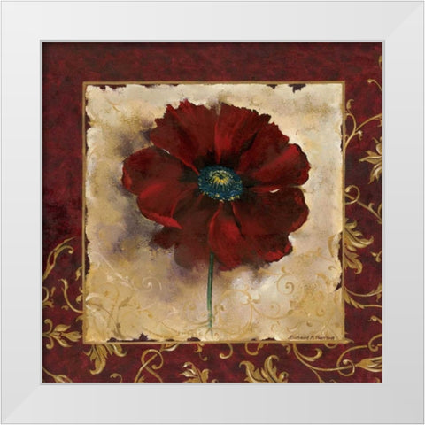 Poppy White Modern Wood Framed Art Print by Henson, Richard