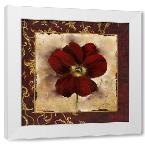 Pansy White Modern Wood Framed Art Print by Henson, Richard
