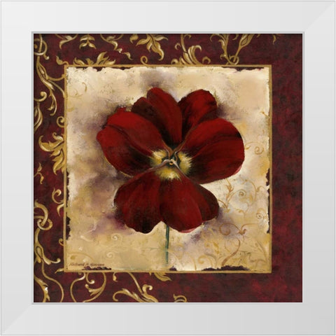 Pansy White Modern Wood Framed Art Print by Henson, Richard