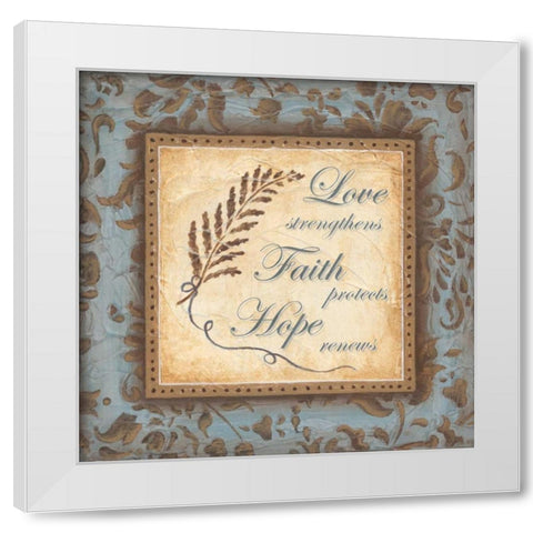 Love Faith Hope White Modern Wood Framed Art Print by Tava Studios