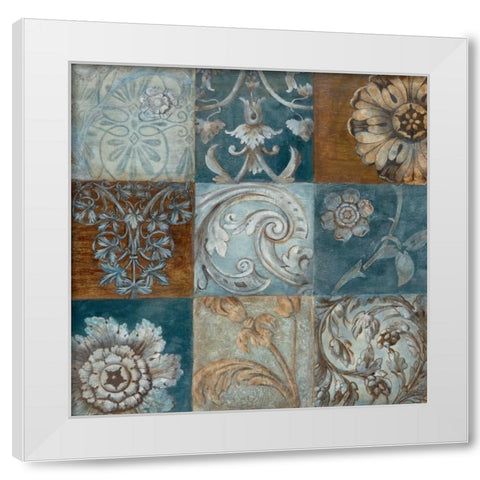 Indigo Montage White Modern Wood Framed Art Print by Tava Studios