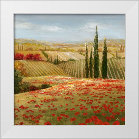 Tuscan Cypress II White Modern Wood Framed Art Print by Nan
