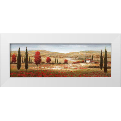 Tuscan Poppies I White Modern Wood Framed Art Print by Nan
