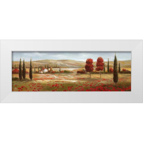 Tuscan Poppies II White Modern Wood Framed Art Print by Nan