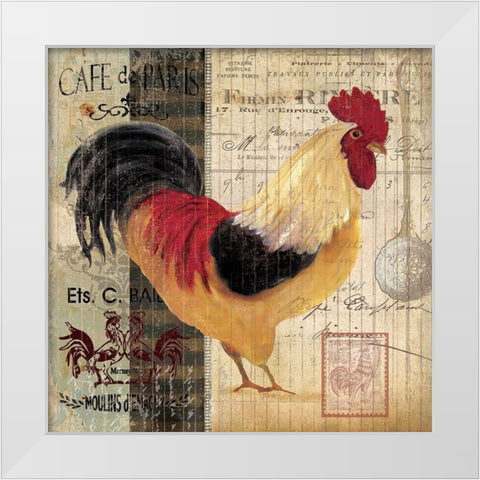 Cockerel I White Modern Wood Framed Art Print by Robinson, Carol
