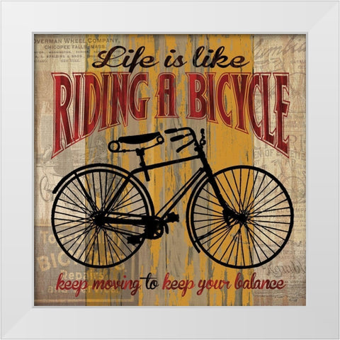 Life is Like Riding a Bicycle White Modern Wood Framed Art Print by Donovan, Maria