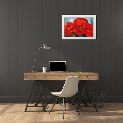 Magnifique En Rouge White Modern Wood Framed Art Print by Nan