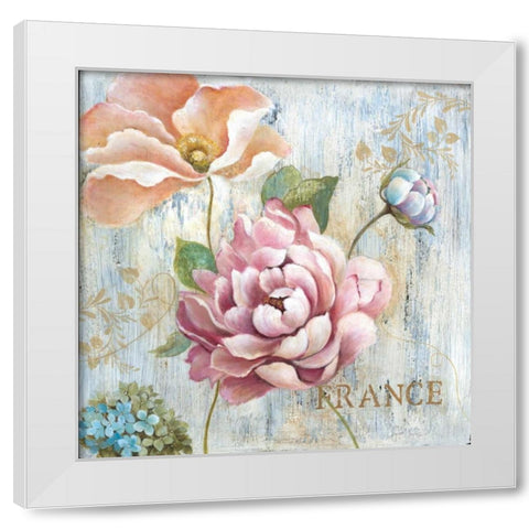 French Garden White Modern Wood Framed Art Print by Tava Studios