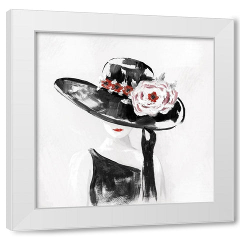 Red on Black II White Modern Wood Framed Art Print by Nan