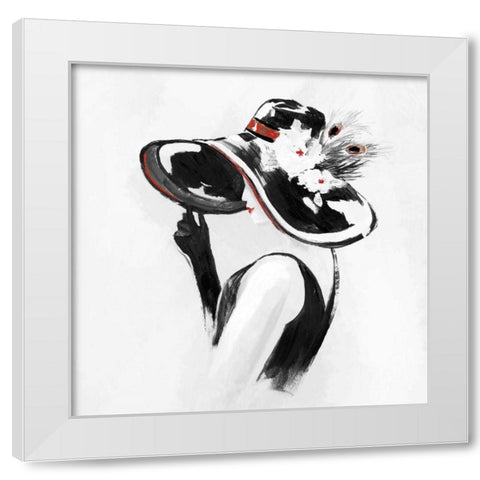 Red on Black III White Modern Wood Framed Art Print by Nan