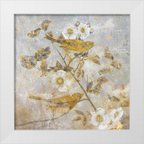 Aviary Garden I White Modern Wood Framed Art Print by Nan