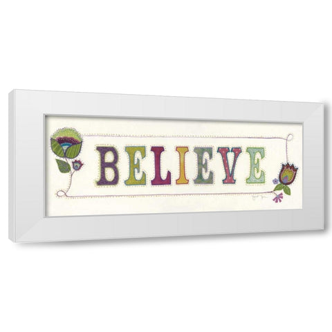 Believe White Modern Wood Framed Art Print by Tava Studios