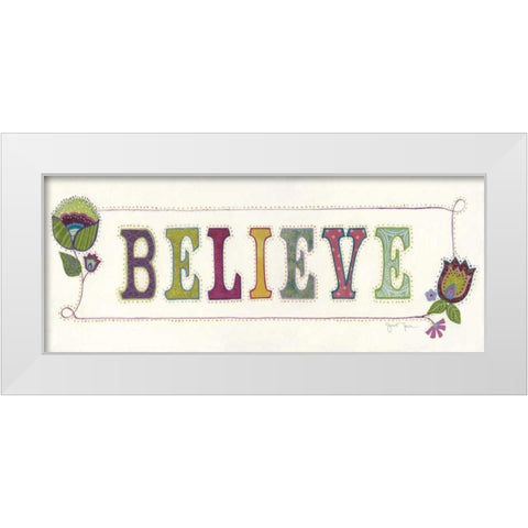 Believe White Modern Wood Framed Art Print by Tava Studios