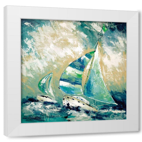 Race To Mackinac White Modern Wood Framed Art Print by Tava Studios