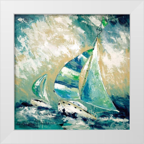 Race To Mackinac White Modern Wood Framed Art Print by Tava Studios