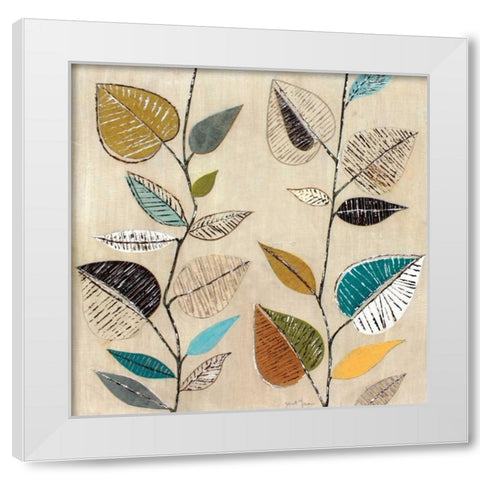 Dancing Leaves I White Modern Wood Framed Art Print by Tava Studios