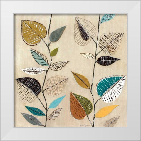 Dancing Leaves I White Modern Wood Framed Art Print by Tava Studios