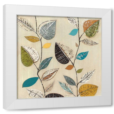 Dancing Leaves II White Modern Wood Framed Art Print by Tava Studios