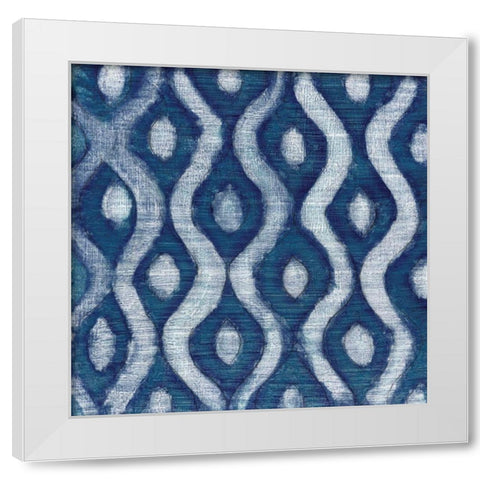 Shibori Blue IV White Modern Wood Framed Art Print by Tava Studios