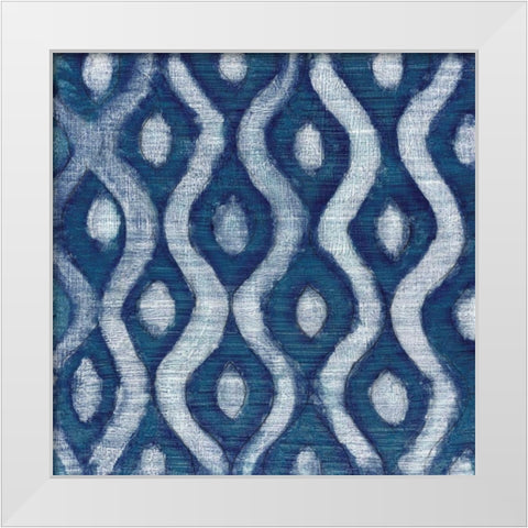 Shibori Blue IV White Modern Wood Framed Art Print by Tava Studios