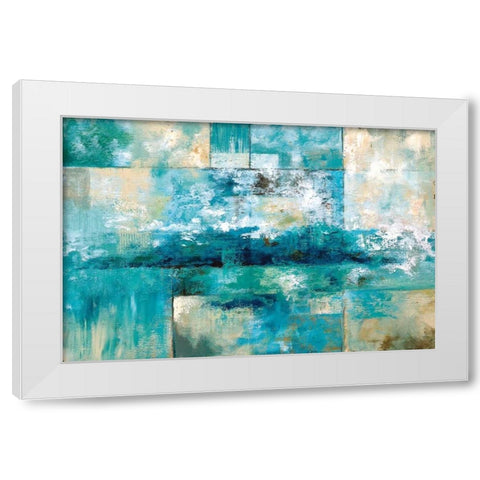 Aqua Viva White Modern Wood Framed Art Print by Nan