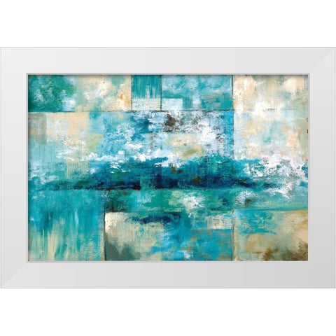Aqua Viva White Modern Wood Framed Art Print by Nan