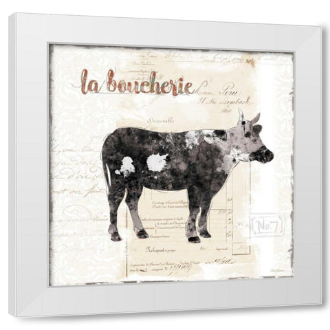 Golden Cuisine Cow White Modern Wood Framed Art Print by Robinson, Carol