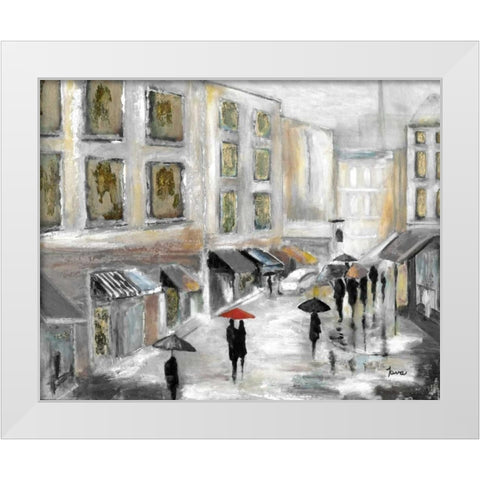 Sunday Market White Modern Wood Framed Art Print by Tava Studios