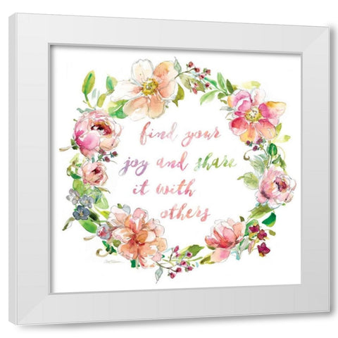 Joy Wreath White Modern Wood Framed Art Print by Robinson, Carol