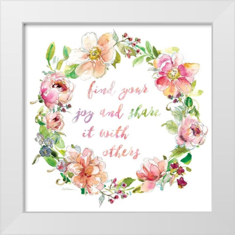 Joy Wreath White Modern Wood Framed Art Print by Robinson, Carol