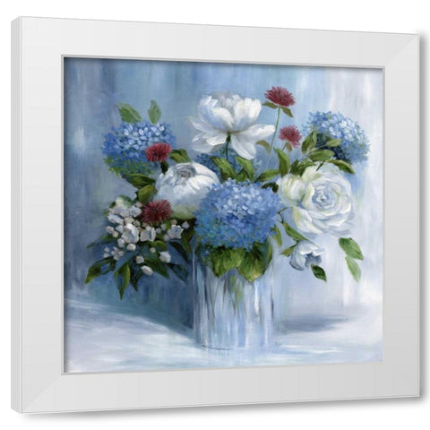 Blue Arrangement White Modern Wood Framed Art Print by Nan