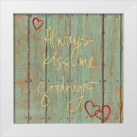 Kiss Me Goodnight White Modern Wood Framed Art Print by Tava Studios