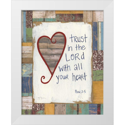 Trust In The Lord White Modern Wood Framed Art Print by Tava Studios