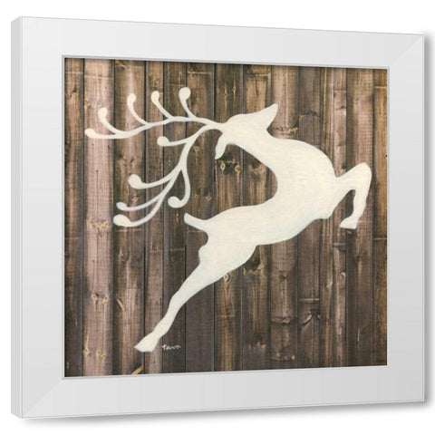 Reindeer White Modern Wood Framed Art Print by Tava Studios