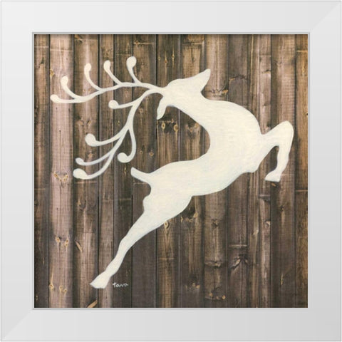 Reindeer White Modern Wood Framed Art Print by Tava Studios