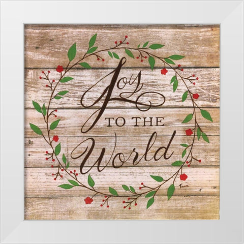 Joy To The World White Modern Wood Framed Art Print by Tava Studios