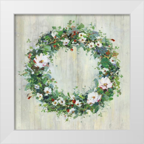 Woodgrain Wreath White Modern Wood Framed Art Print by Swatland, Sally