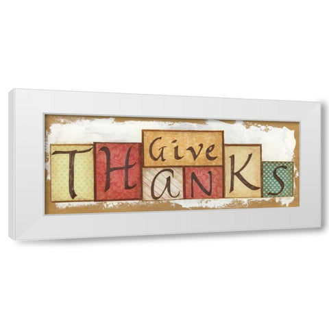 Give Thanks White Modern Wood Framed Art Print by Tava Studios