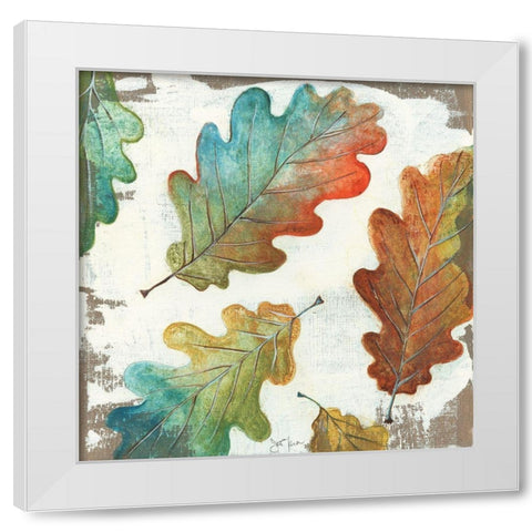 Fall Leaves II White Modern Wood Framed Art Print by Tava Studios