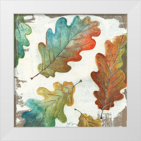 Fall Leaves II White Modern Wood Framed Art Print by Tava Studios