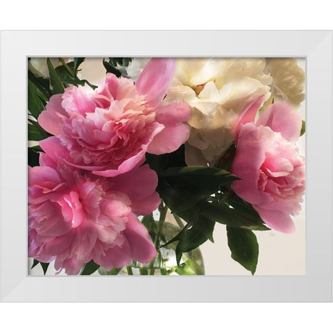 Fresh Cut Peonies White Modern Wood Framed Art Print by Nan