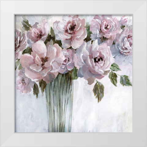 Bouquet Blush White Modern Wood Framed Art Print by Nan