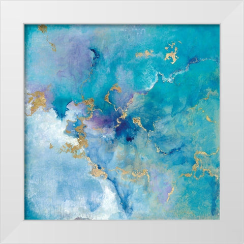 Golden Edge II White Modern Wood Framed Art Print by Tava Studios