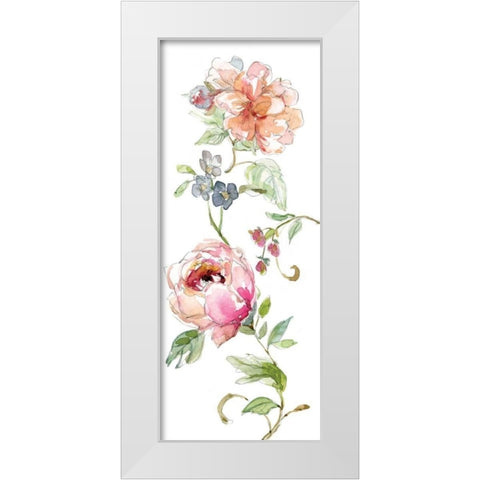 Trailing Blooms I White Modern Wood Framed Art Print by Robinson, Carol