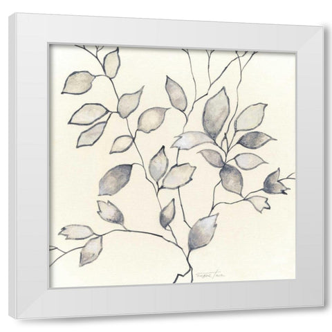 Whispering Leaves I White Modern Wood Framed Art Print by Tava Studios